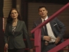 BONES:  Brennan (Emily Deschanel, L) and Booth (David Boreanaz, R) investigate the death of a roller derby skater in the